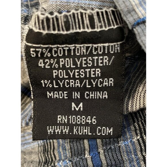 Kuhl Stallion Button Up Short Sleeve Shirt Men’s M Blue White Plaid Seersucker - Picture 9 of 16